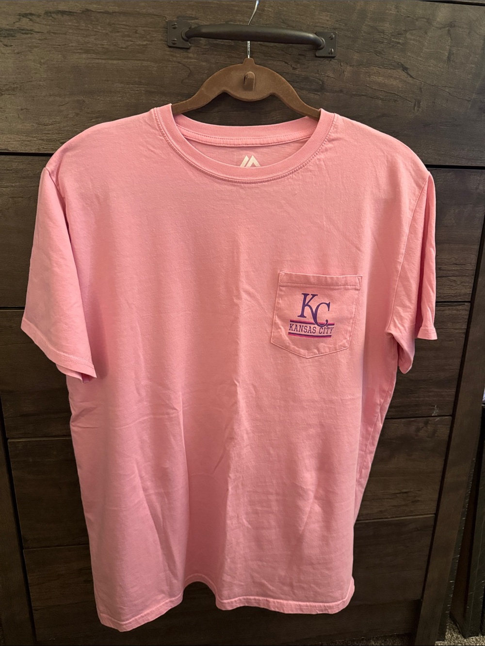 Majestic Pink KC Royals Baseball Pocket Tee